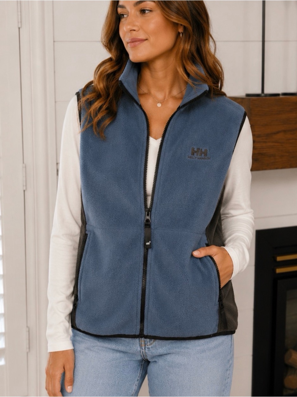 Helly Hansen Blue Fleece Vest with Black Panels